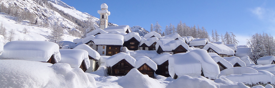 Die schweizerische Walsergemeinde Bosco Gurin im Winter; Quelle: Museums-Archiv